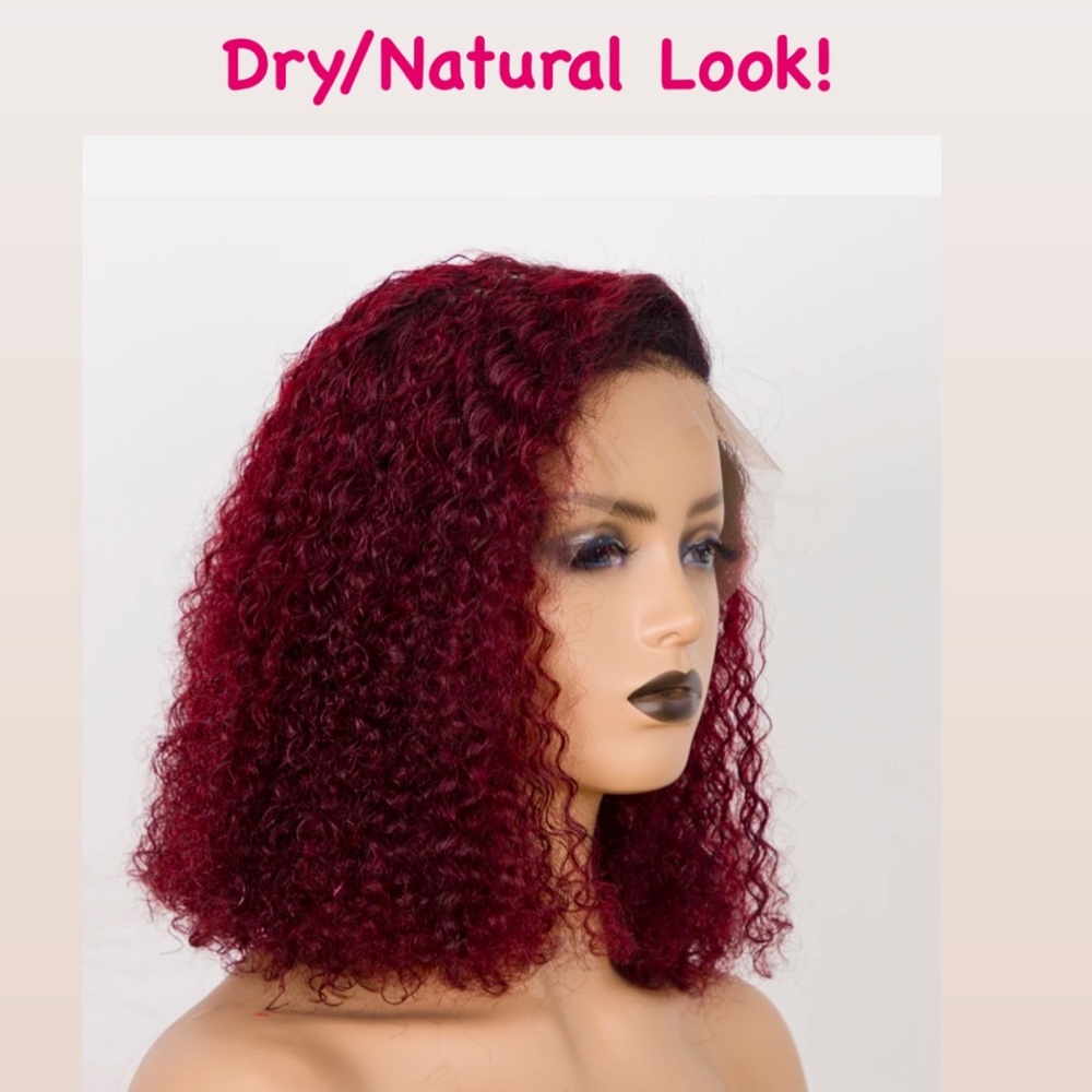 Ombré Burgundy/Red 100%Virgin Human Hair Curly Wig